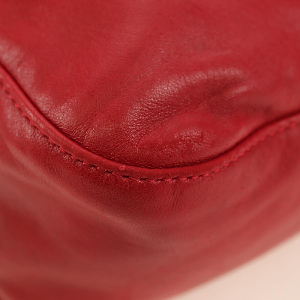 FENDI Mamma Baguette Shoulder Bag Leather Red Silver Auth yk20460SAM