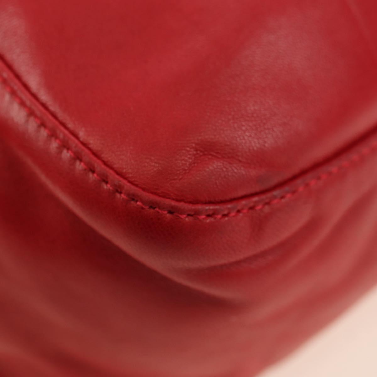 FENDI Mamma Baguette Shoulder Bag Leather Red Silver Auth yk20460SAM