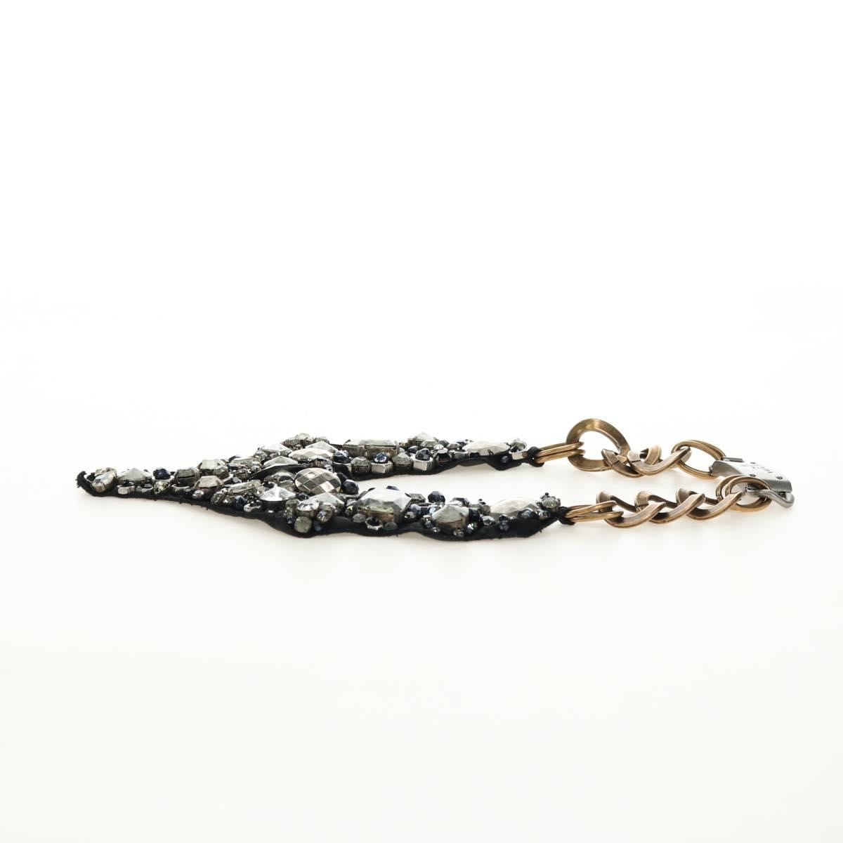 PRADA Bijoux Necklace metal Black Auth yk20461M