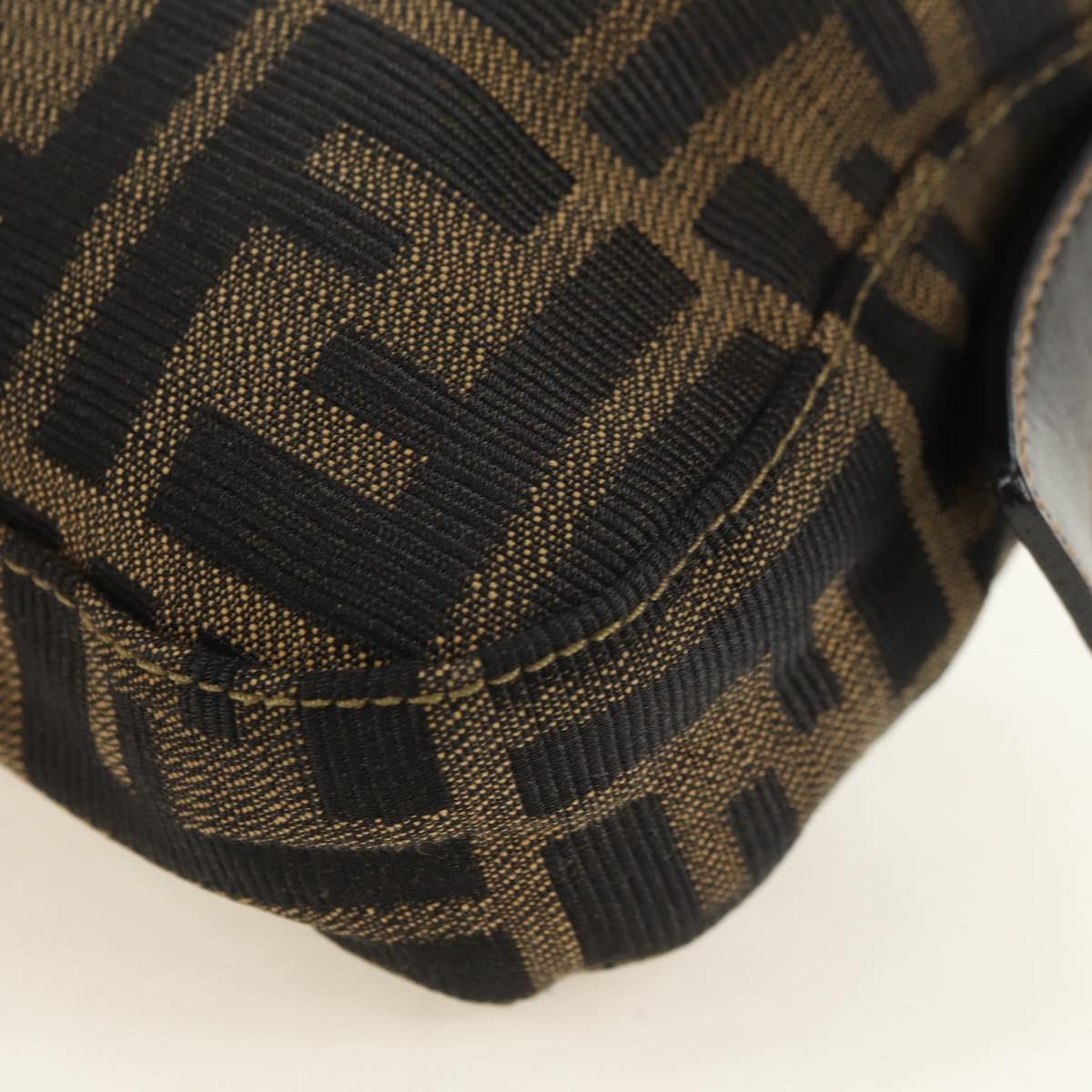 FENDI Zucca Canvas Mamma Baguette Shoulder Bag Black Brown Auth yk20463SM