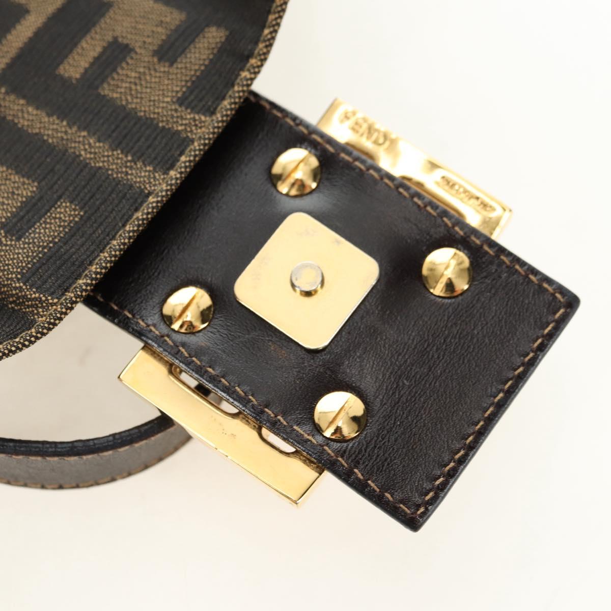 FENDI Zucca Canvas Mamma Baguette Shoulder Bag Black Brown Auth yk20463SM