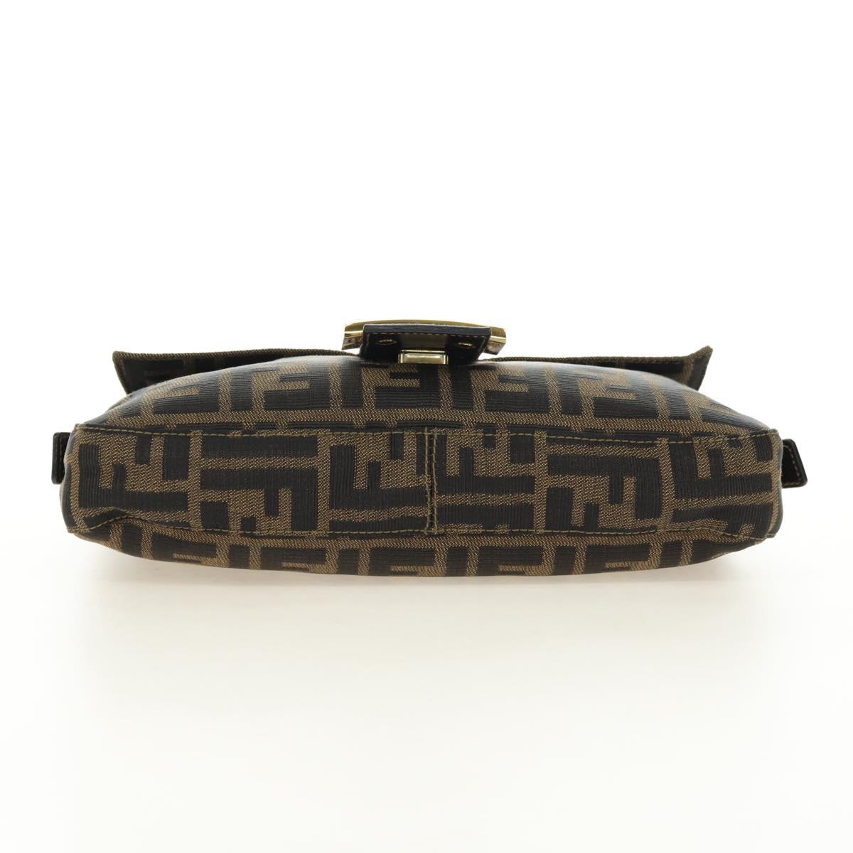 FENDI Zucca Canvas Mamma Baguette Shoulder Bag Black Brown Auth yk20463SM