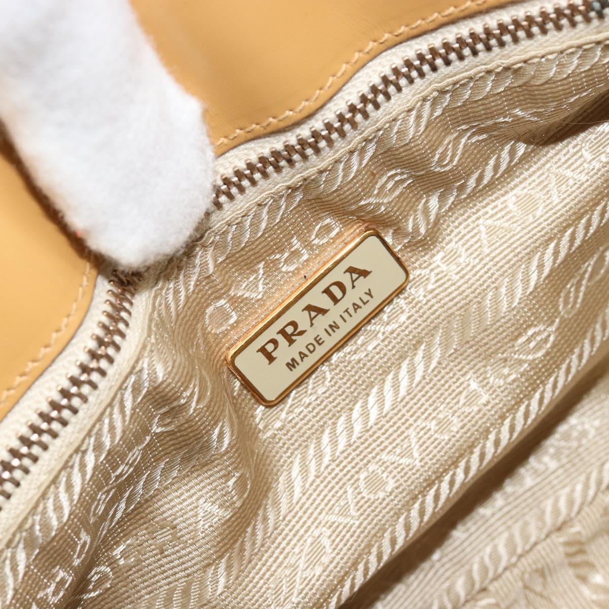PRADA Shoulder Bag Leather Beige Gold Auth yk20464