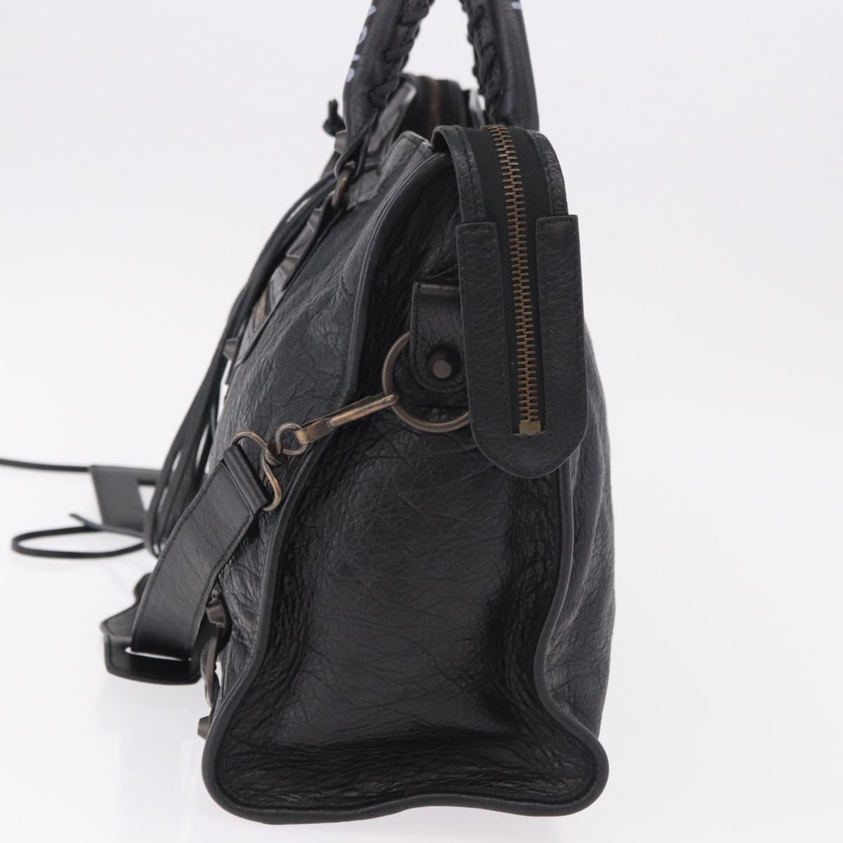 BALENCIAGA The City Graffiti Hand Bag Leather 2way Black 115748 Auth yk20465SAM