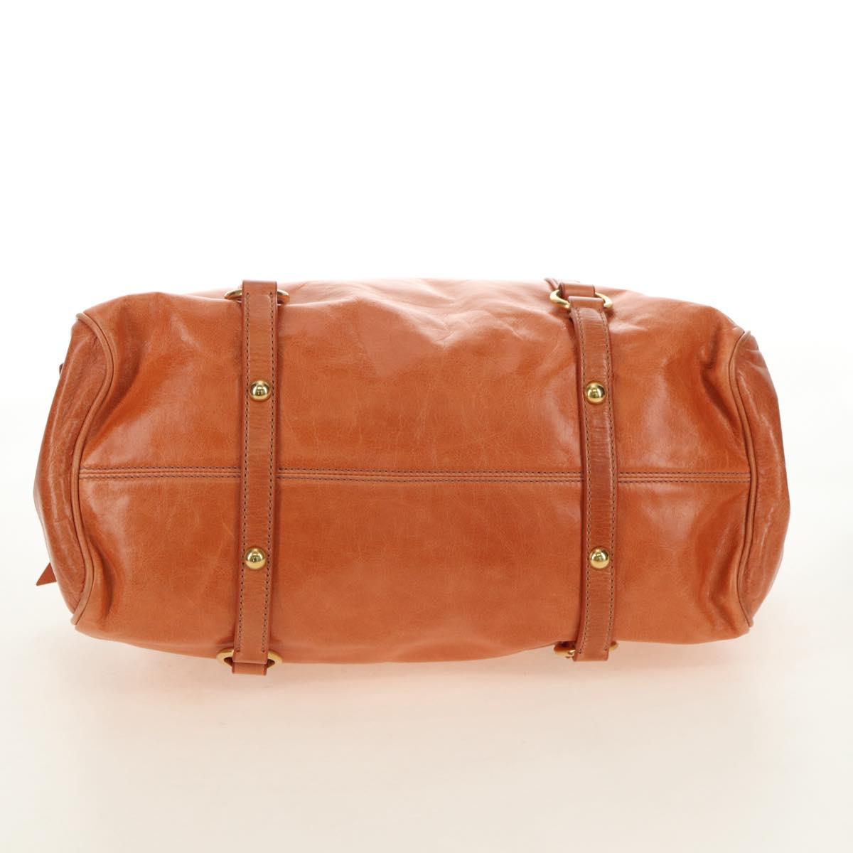 Miu Miu Hand Bag Leather 2way Orange Gold Auth yk20466SAM