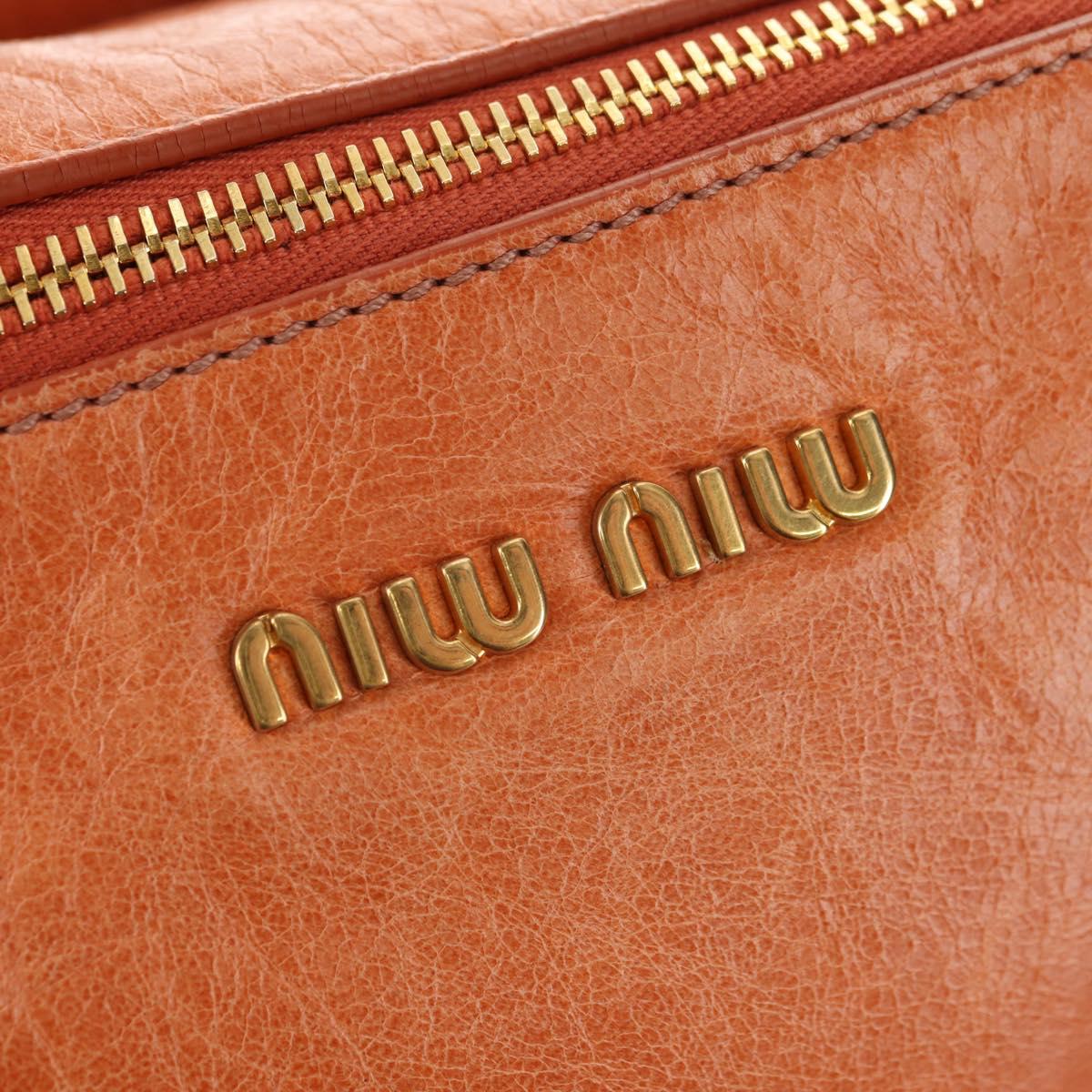 Miu Miu Hand Bag Leather 2way Orange Gold Auth yk20466SAM