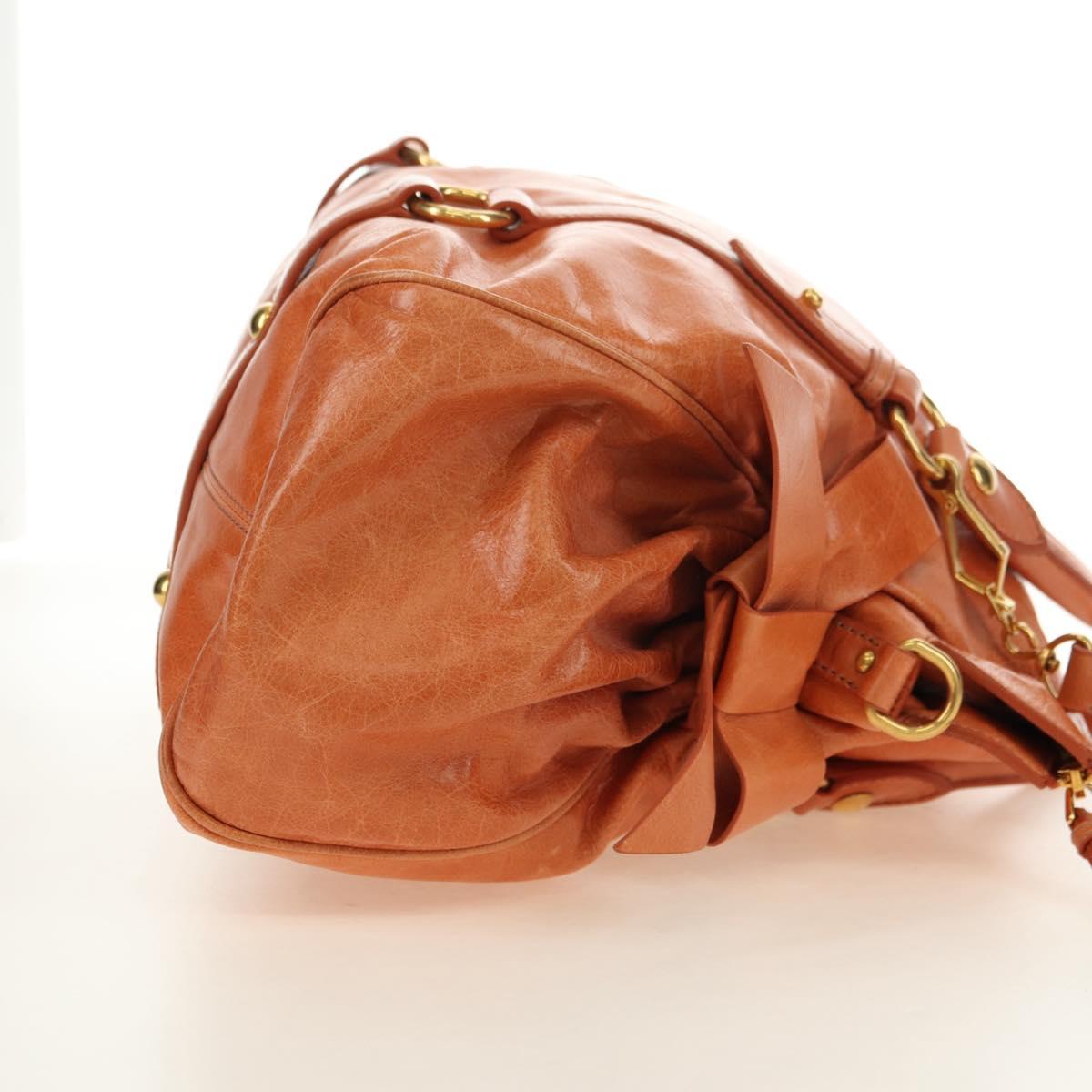 Miu Miu Hand Bag Leather 2way Orange Gold Auth yk20466SAM