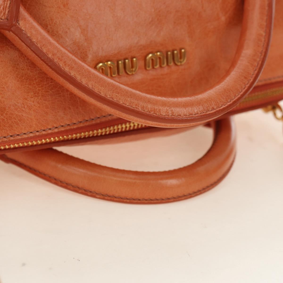 Miu Miu Hand Bag Leather 2way Orange Gold Auth yk20466SAM