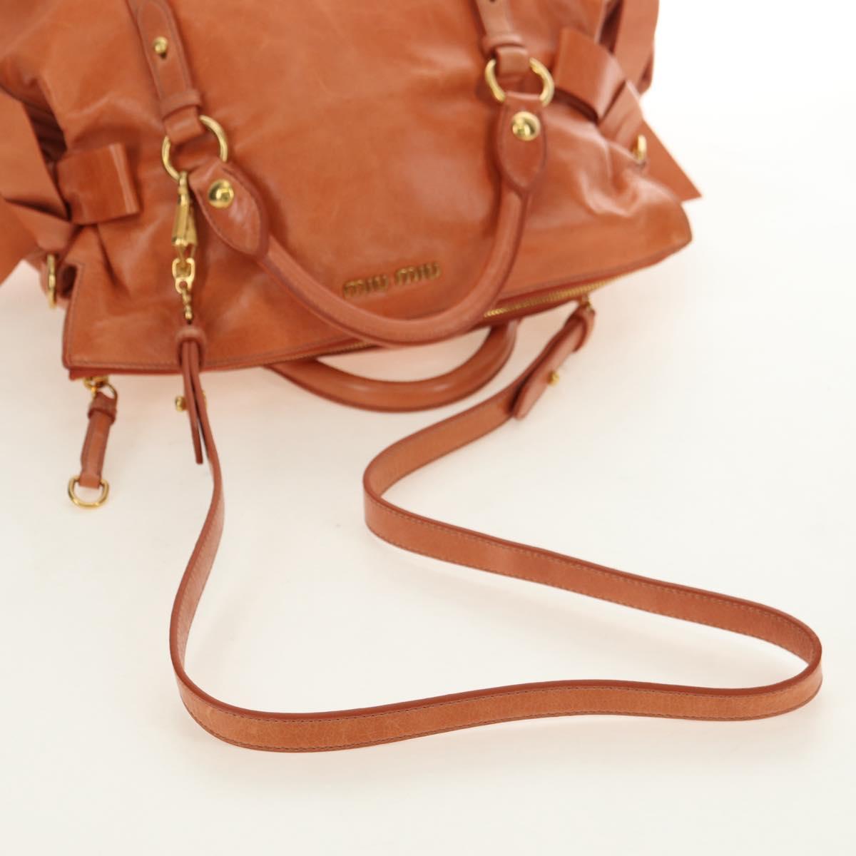 Miu Miu Hand Bag Leather 2way Orange Gold Auth yk20466SAM