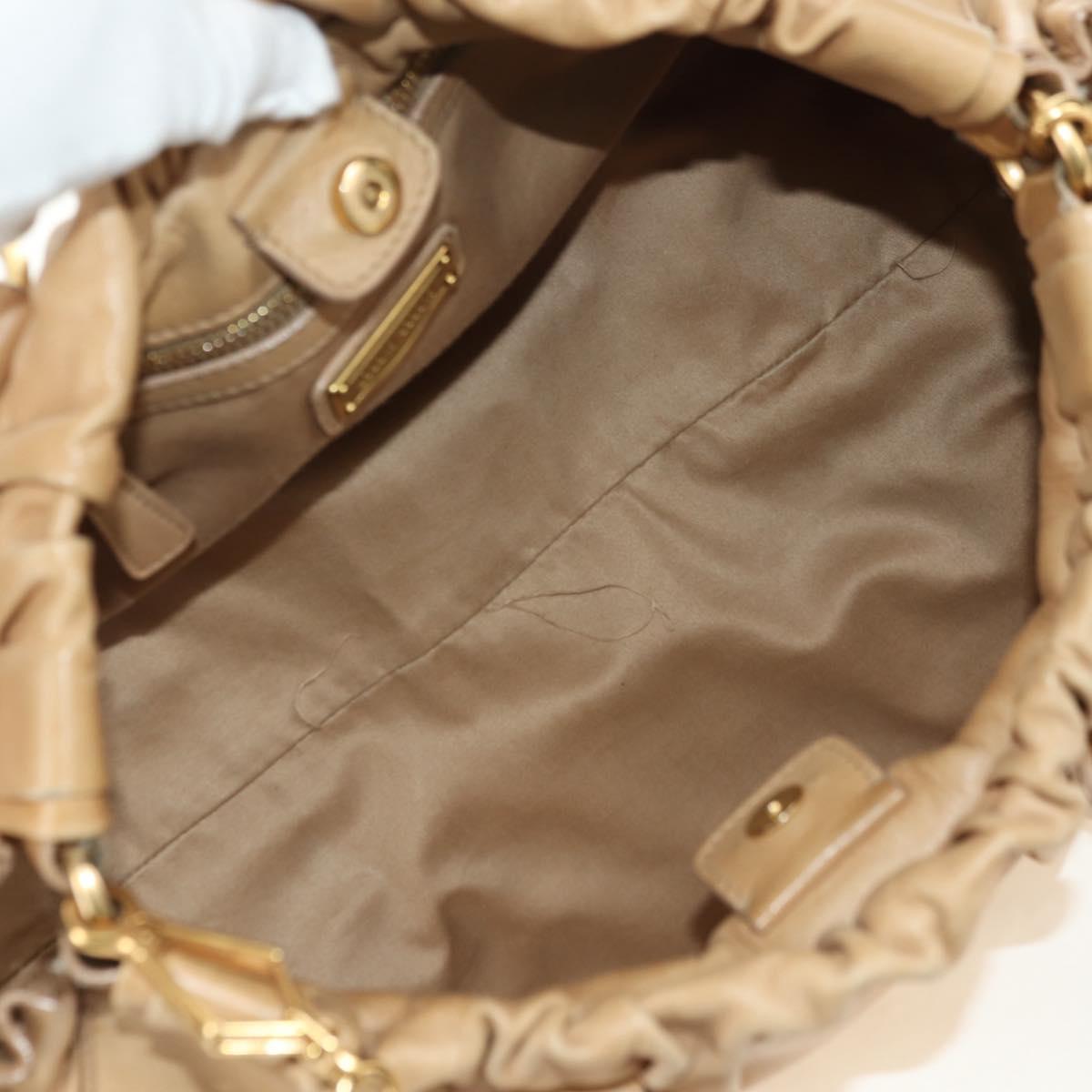 Miu Miu Hand Bag Leather 2way Beige Gold Auth yk20467SAM