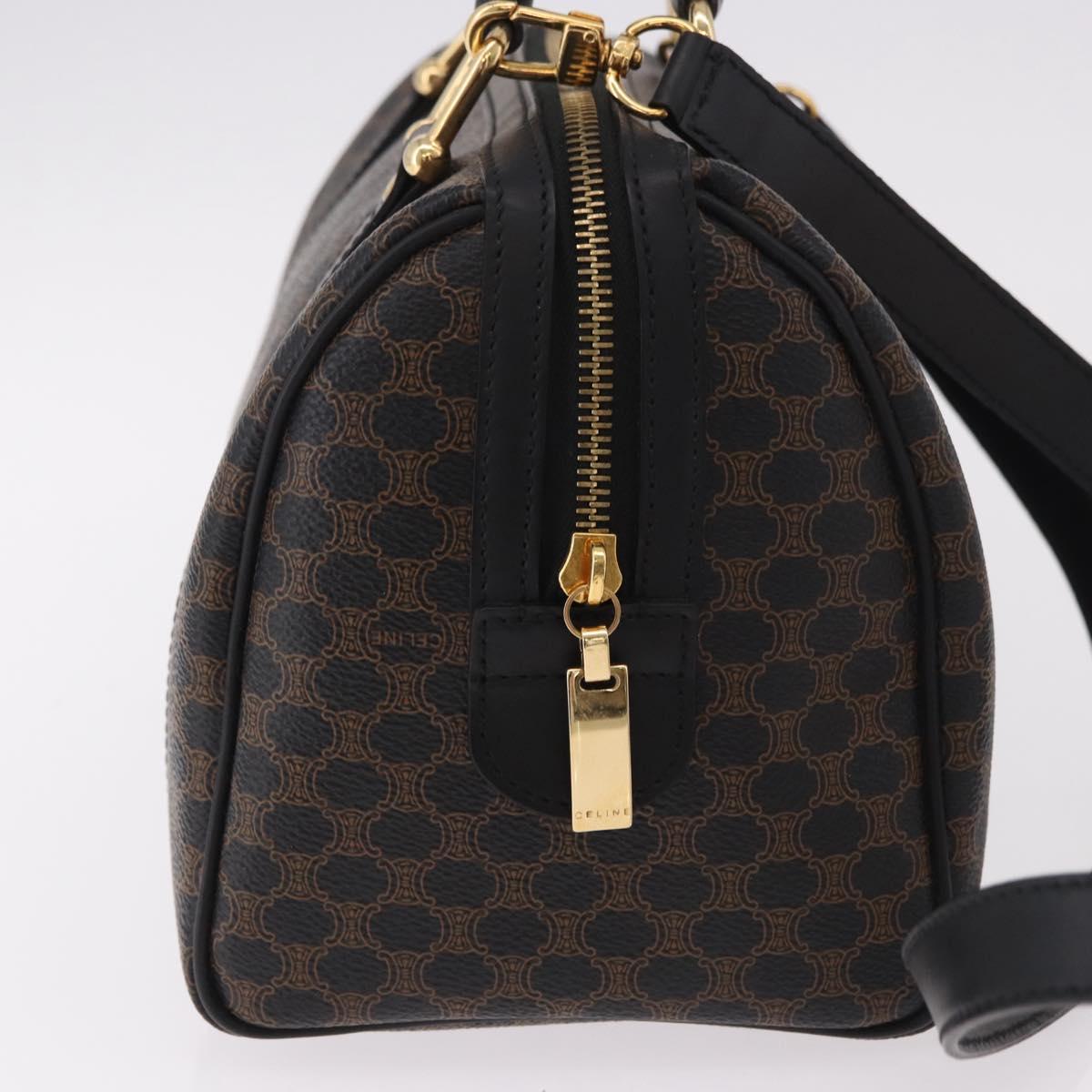 CELINE Macadam Canvas Hand Bag PVC Leather 2way Black Gold Auth yk20468SAV