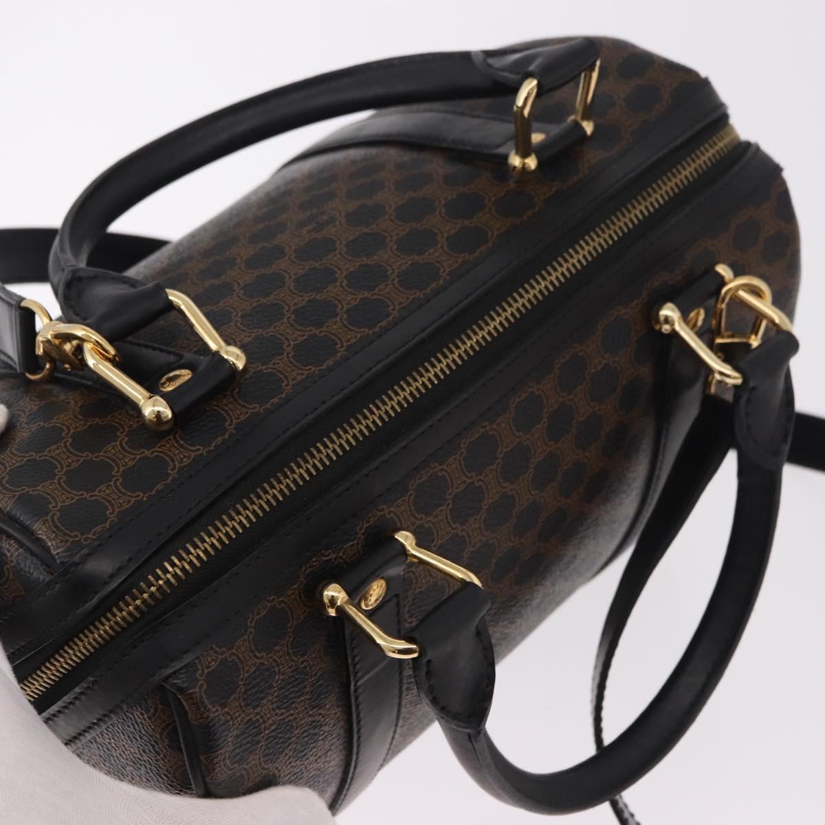 CELINE Macadam Canvas Hand Bag PVC Leather 2way Black Gold Auth yk20468SAV