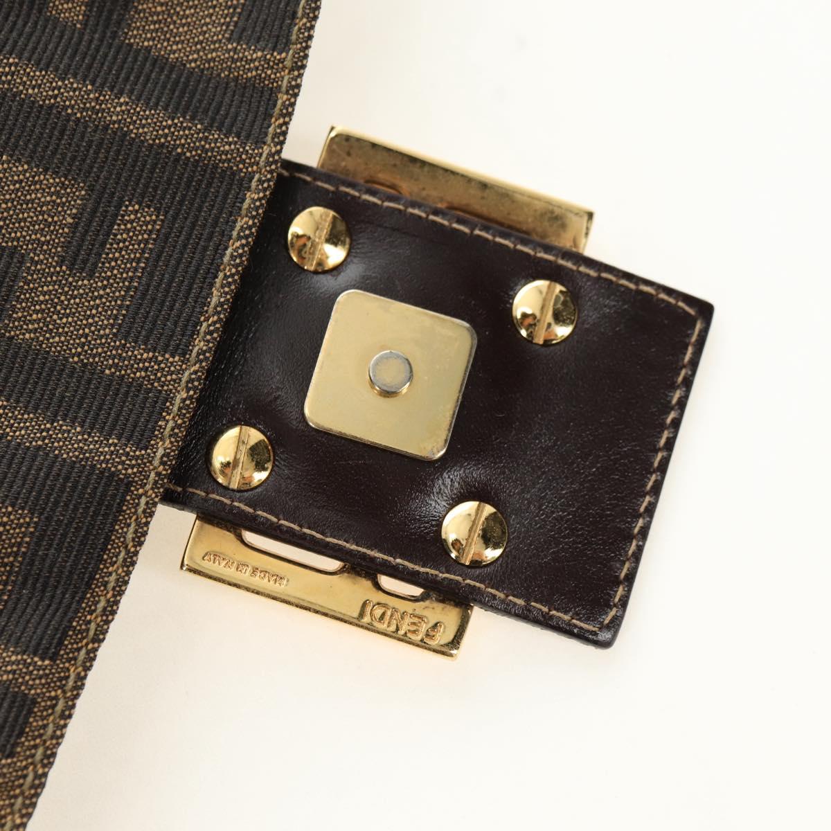 FENDI Zucca Canvas Mamma Baguette Shoulder Bag Black Brown Auth yk20469SM
