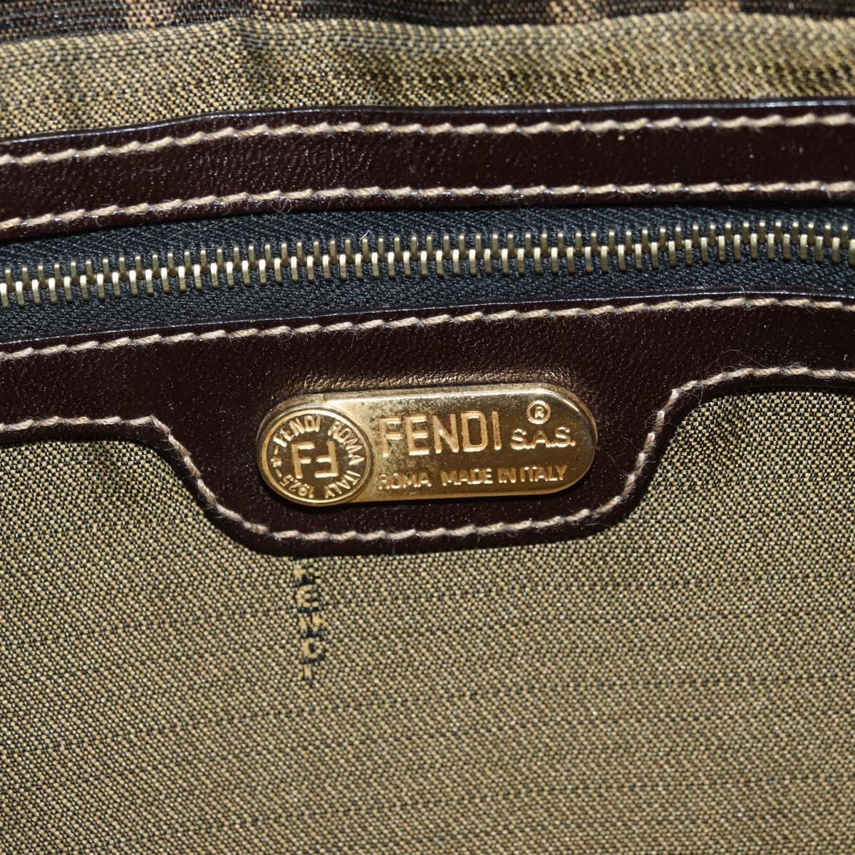 FENDI Zucca Canvas Mamma Baguette Shoulder Bag Black Brown Auth yk20469SM