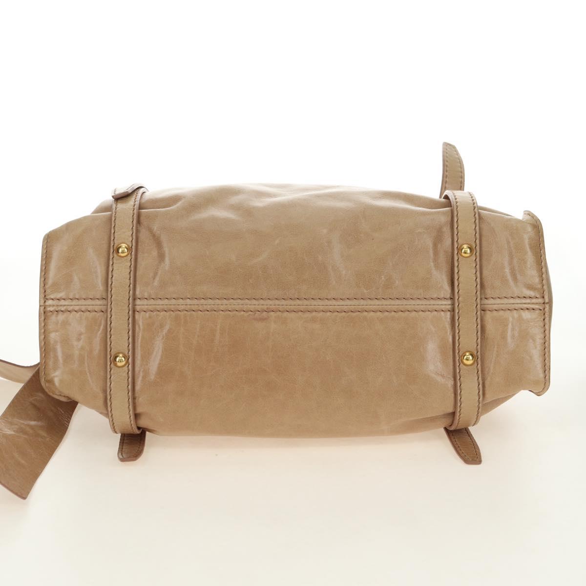 Miu Miu Shoulder Bag Leather Beige Gold Auth yk20471SAM