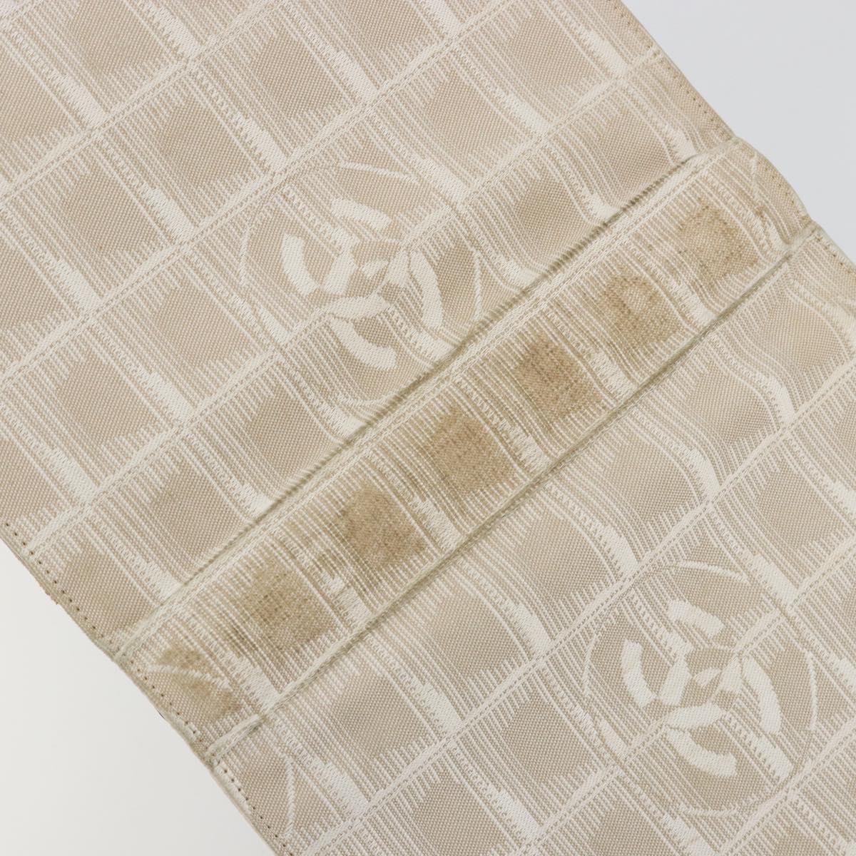 CHANEL New Travel Line Day Planner Cover Canvas Beige Silver CC Auth yk20472