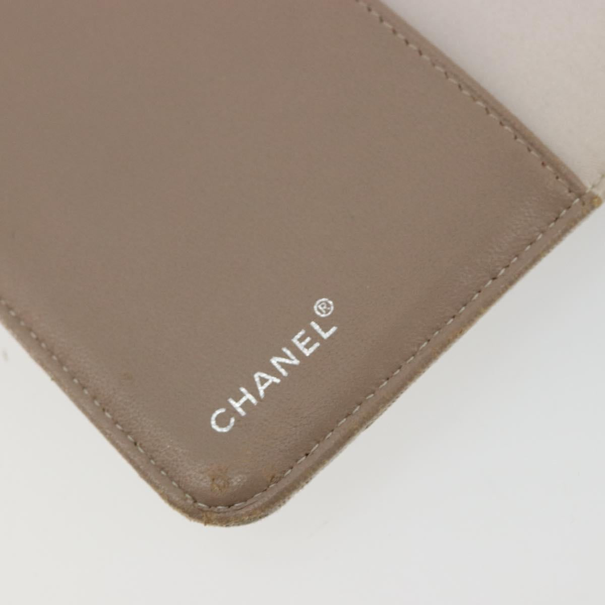 CHANEL New Travel Line Day Planner Cover Canvas Beige Silver CC Auth yk20472