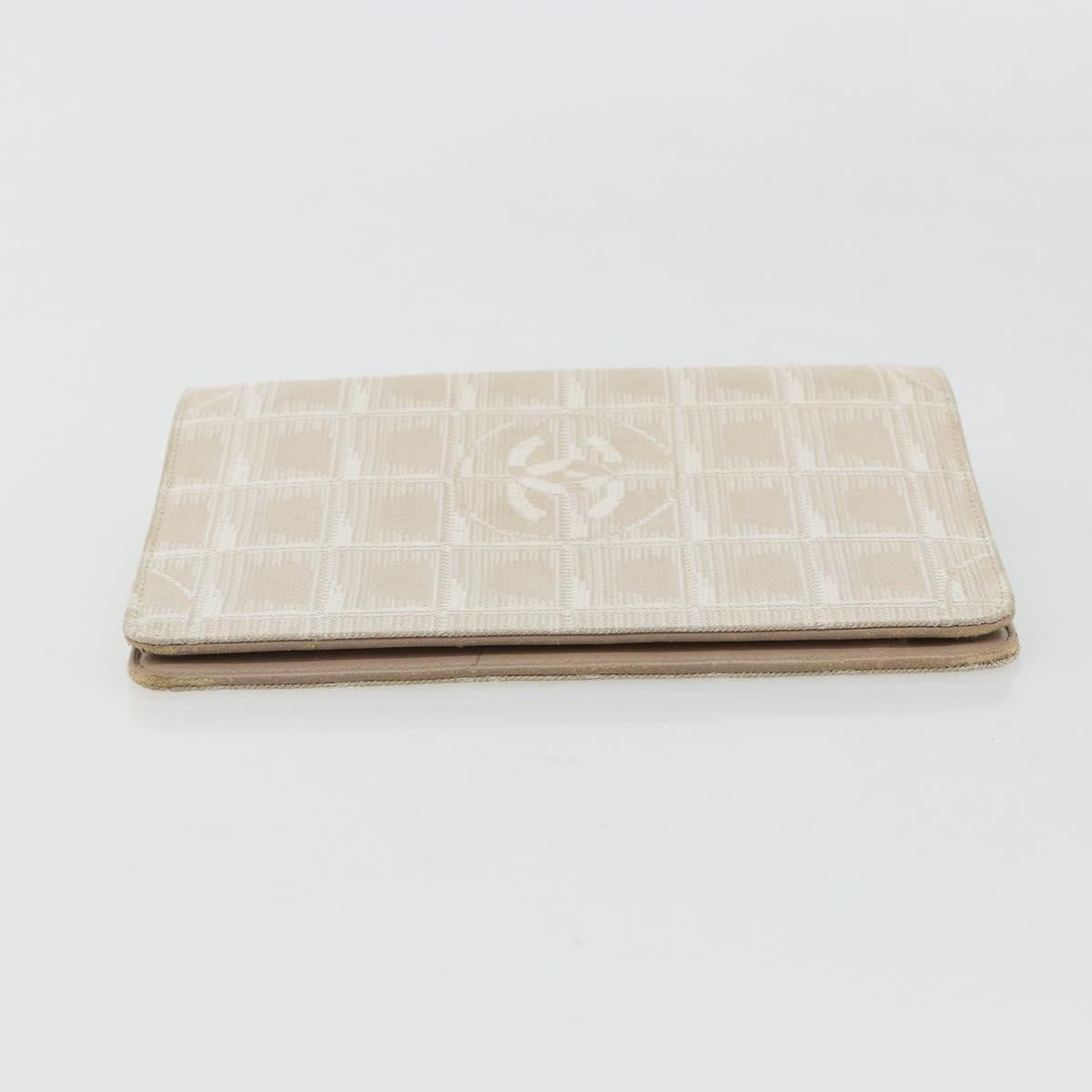 CHANEL New Travel Line Day Planner Cover Canvas Beige Silver CC Auth yk20472