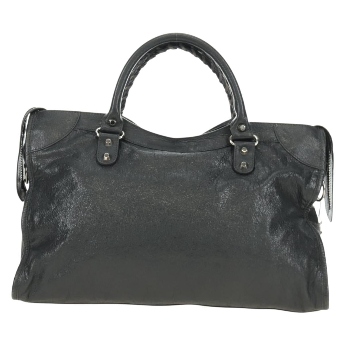 BALENCIAGA The City Hand Bag Leather 2way Gray Silver 115748 Auth yk20478SAM