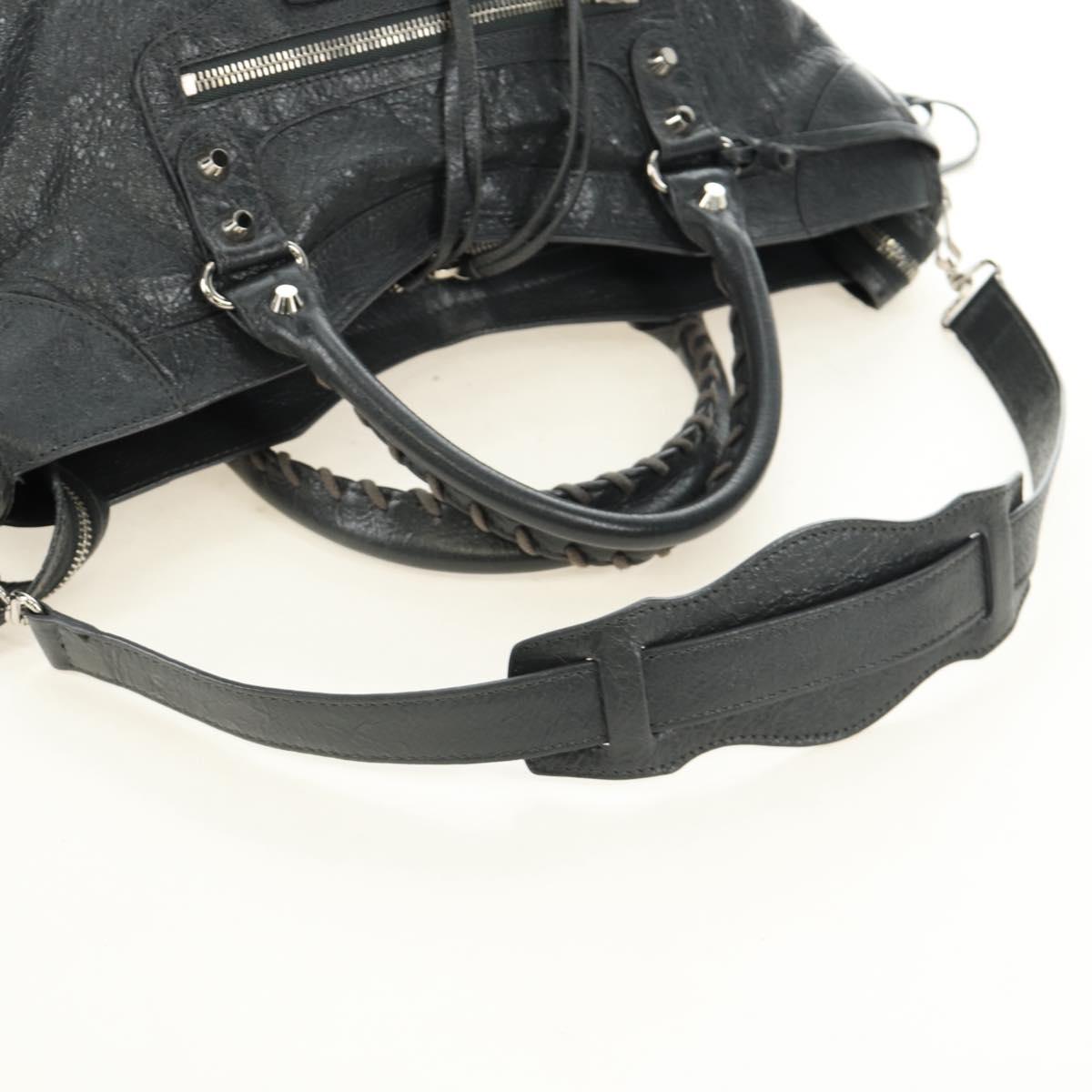 BALENCIAGA The City Hand Bag Leather 2way Gray Silver 115748 Auth yk20478SAM