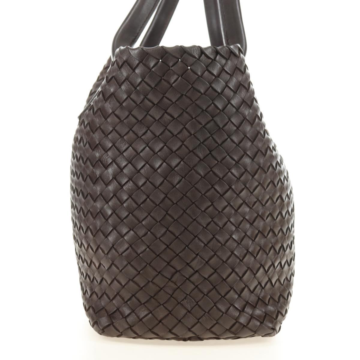 BOTTEGA VENETA INTRECCIATO Cabas PM Bag Leather Brown 141498 Auth yk20479SAV