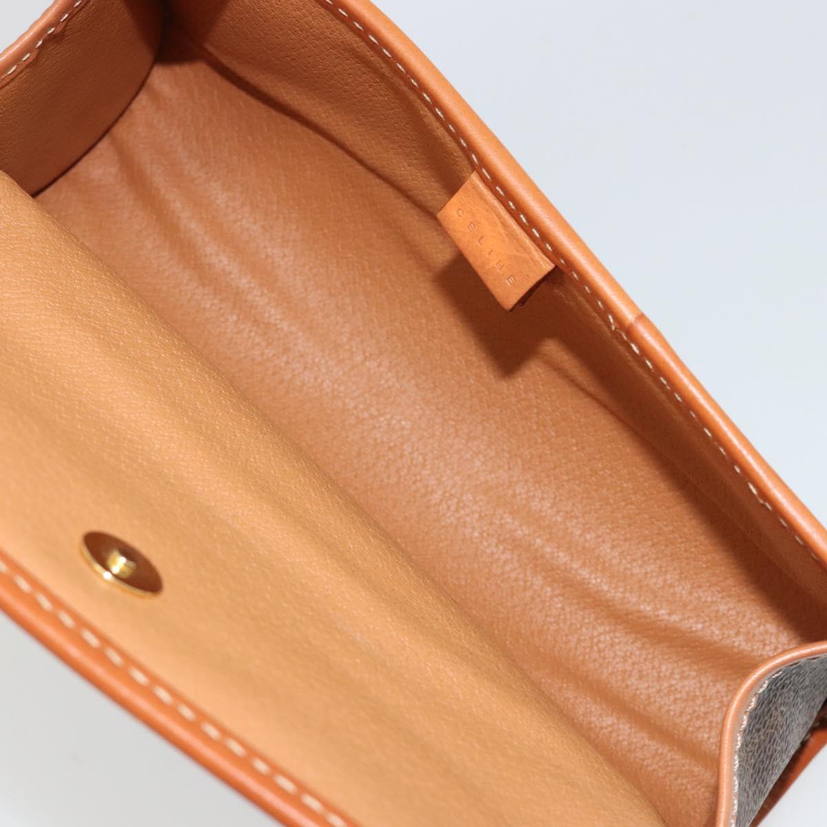 CELINE Macadam Canvas Pouch PVC Leather Black Gold Auth yk20484