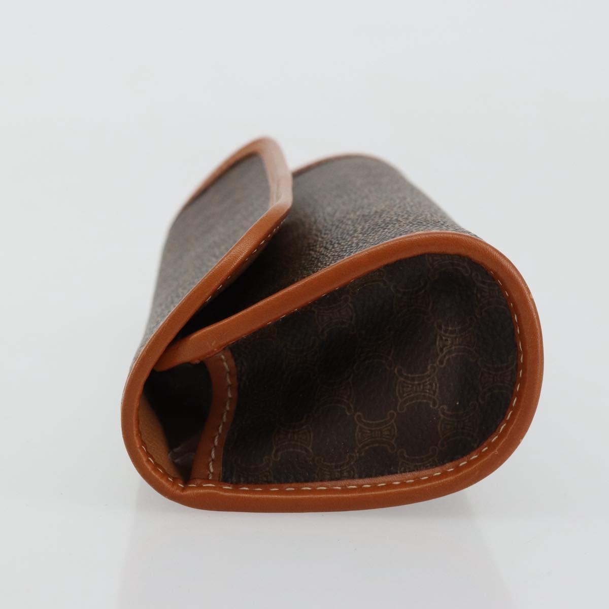 CELINE Macadam Canvas Pouch PVC Leather Black Gold Auth yk20484