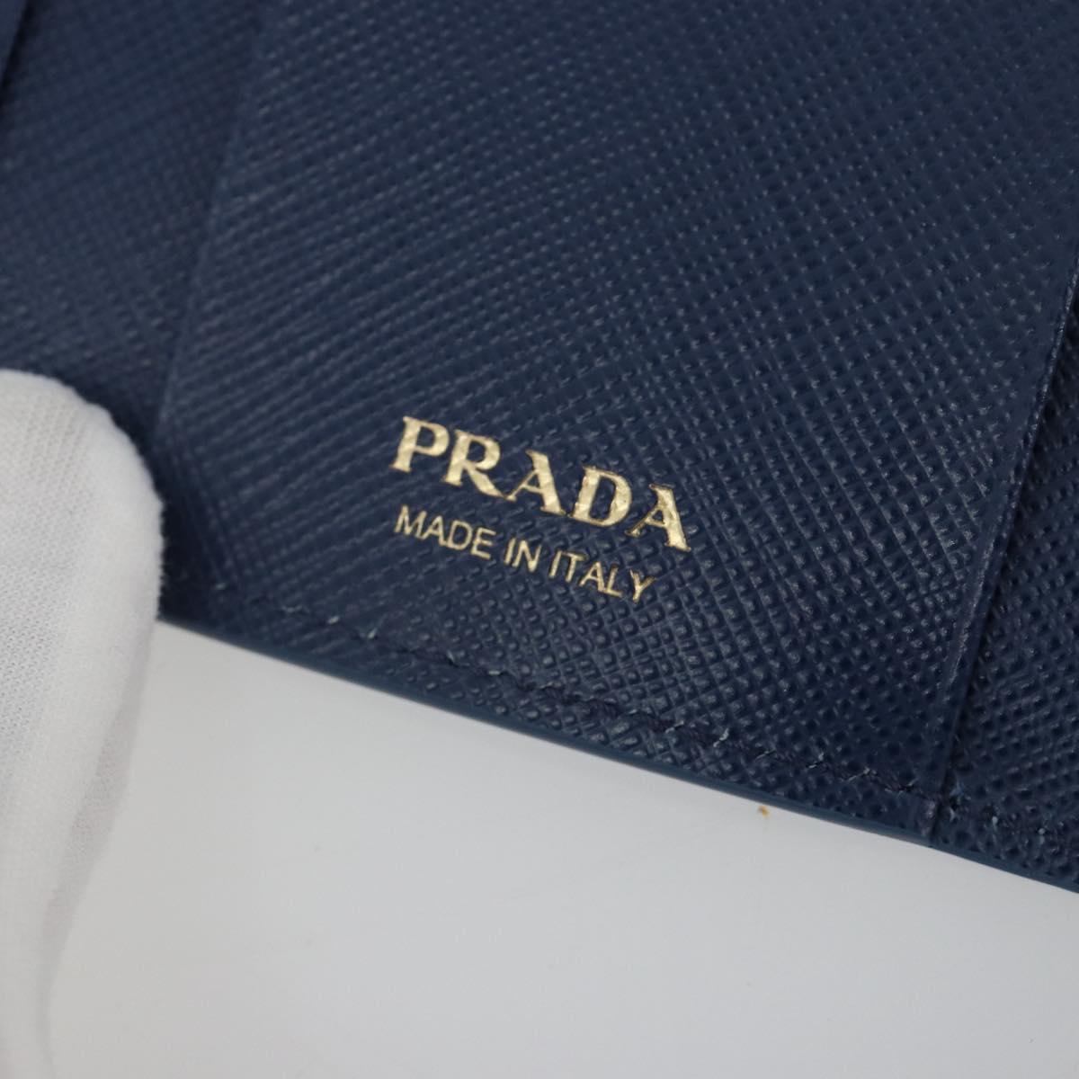 PRADA Key Case Safiano leather Blue Auth yk20485M