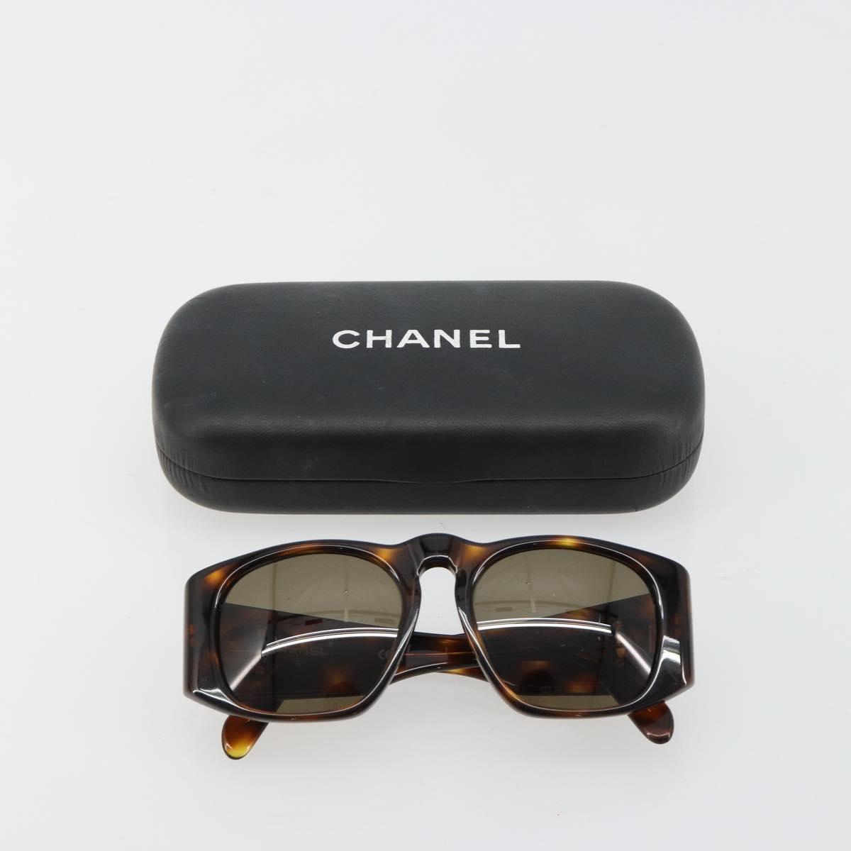 CHANEL Sunglasses Plastic Brown Gold CC Auth yk20489M
