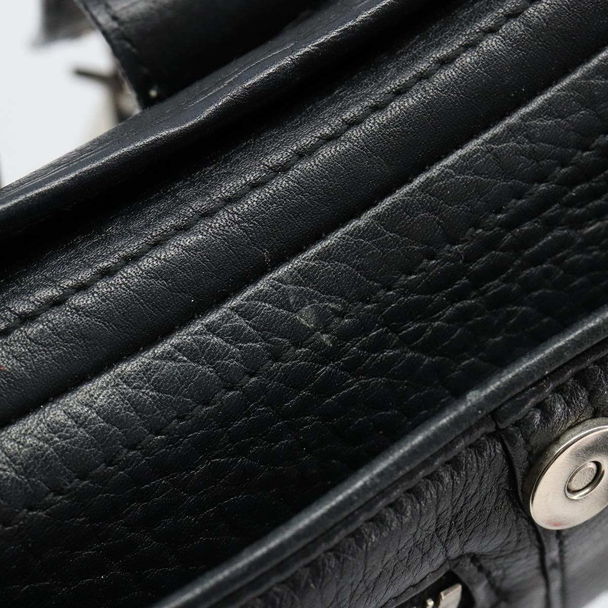 Christian Dior Shoulder Bag Leather Black Silver Auth yk20491SM