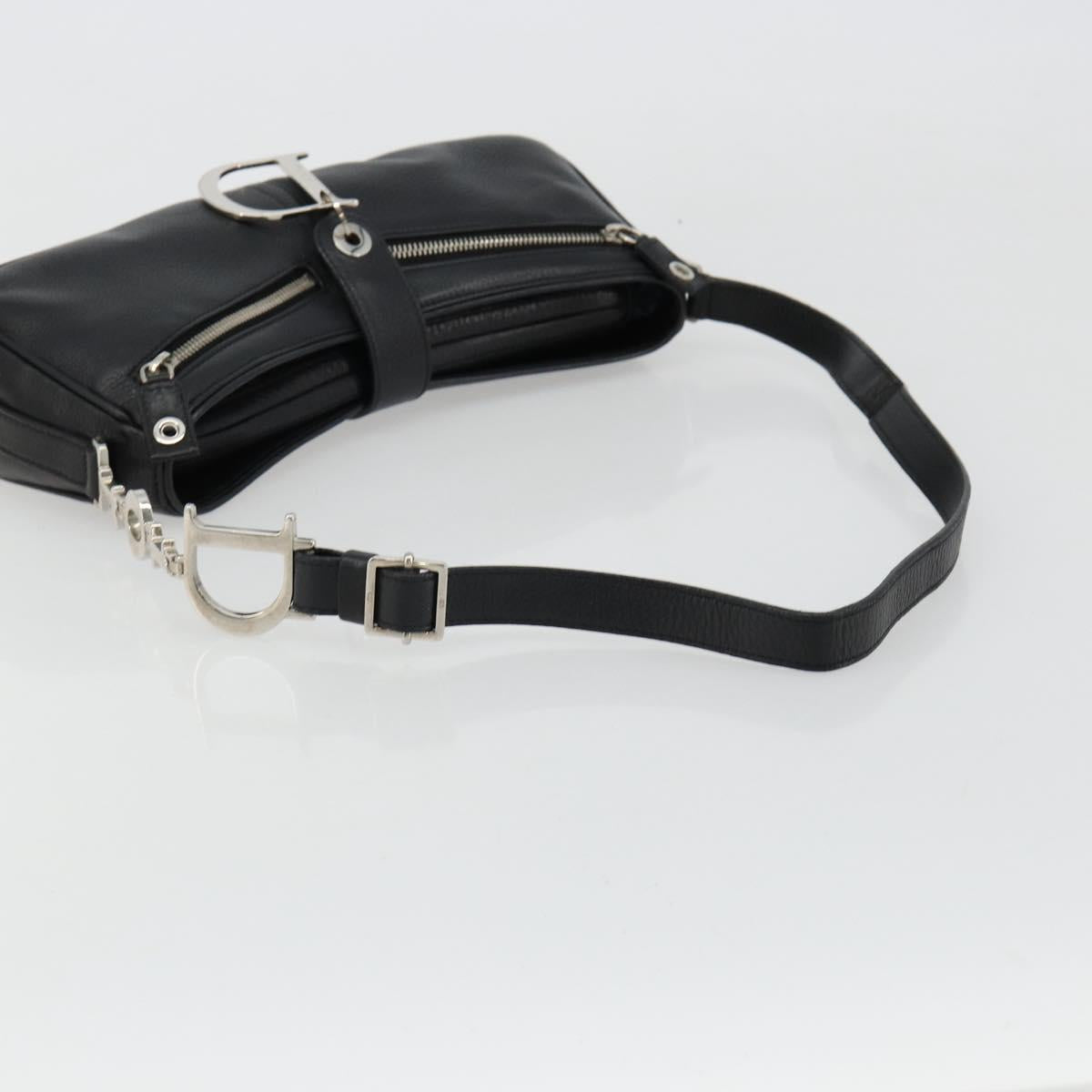 Christian Dior Shoulder Bag Leather Black Silver Auth yk20491SM
