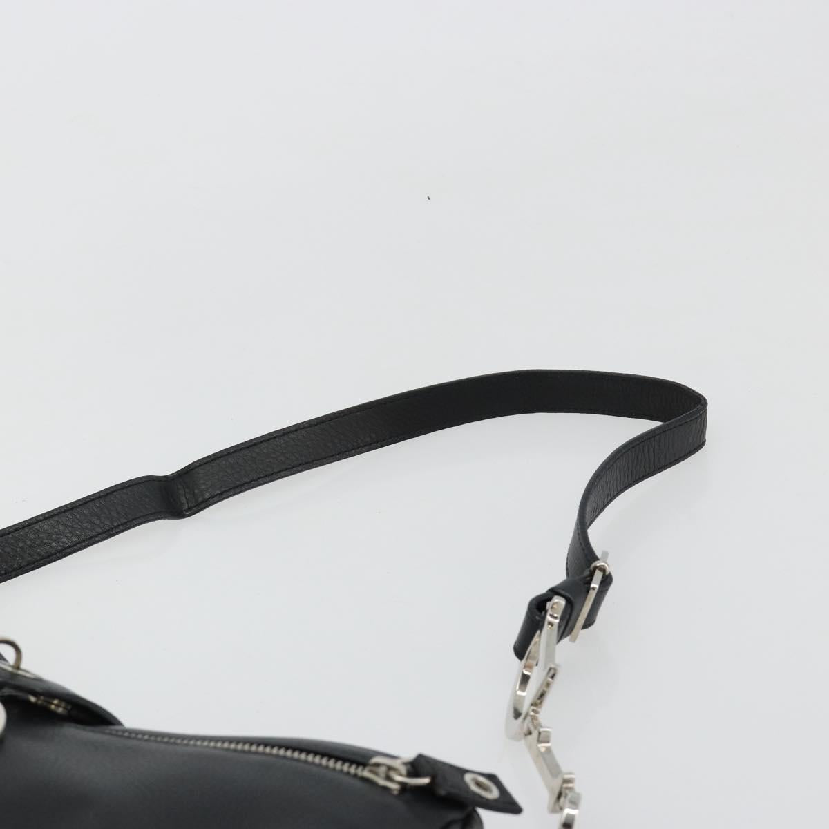 Christian Dior Shoulder Bag Leather Black Silver Auth yk20491SM