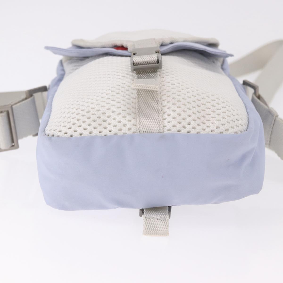 PRADA Sports Line Shoulder Bag Nylon Blue Silver Auth yk20492A