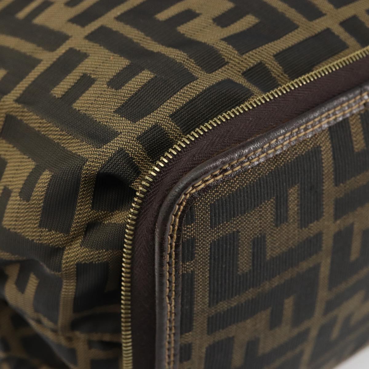 FENDI Zucca Canvas Tote Bag Black Brown gold Auth yk20496A