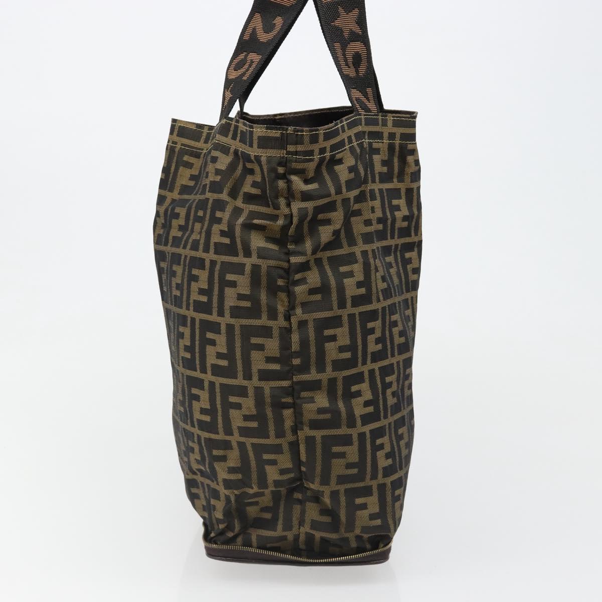 FENDI Zucca Canvas Tote Bag Black Brown gold Auth yk20496A