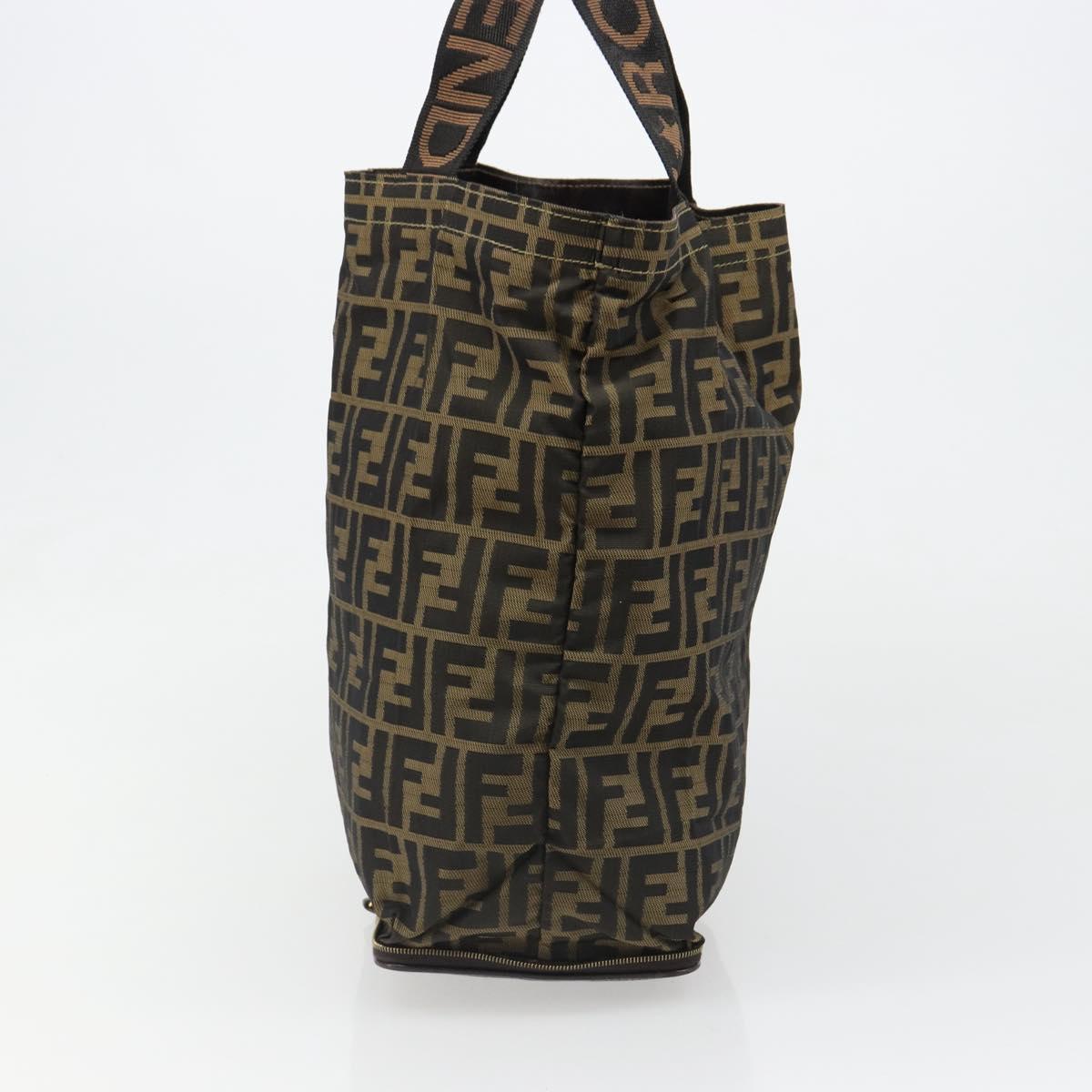FENDI Zucca Canvas Tote Bag Black Brown gold Auth yk20496A