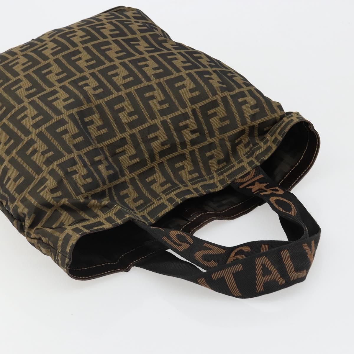 FENDI Zucca Canvas Tote Bag Black Brown gold Auth yk20496A