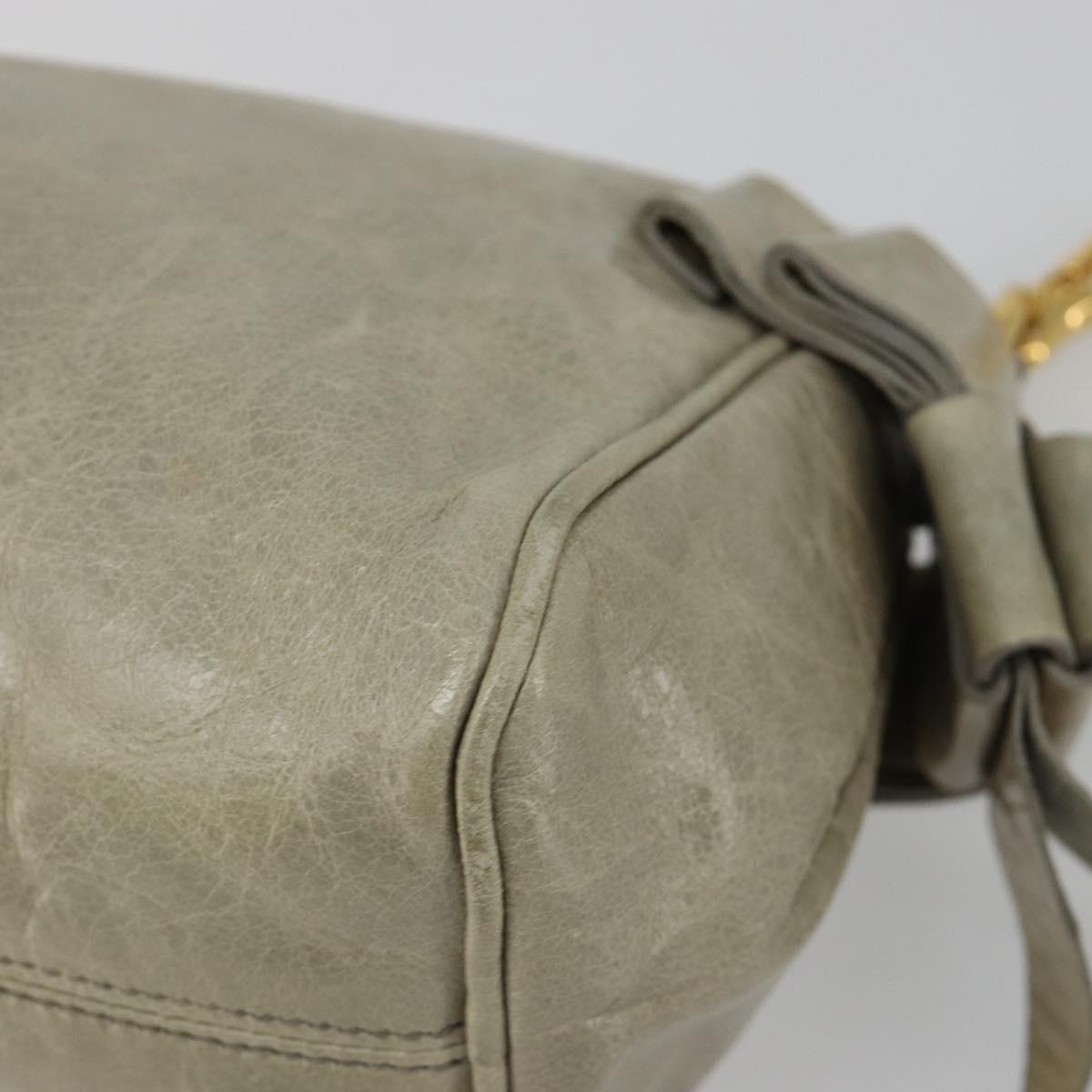 Miu Miu Hand Bag Leather Gray Gold Auth yk20498A