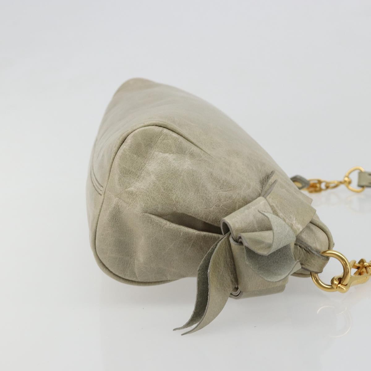 Miu Miu Hand Bag Leather Gray Gold Auth yk20498A