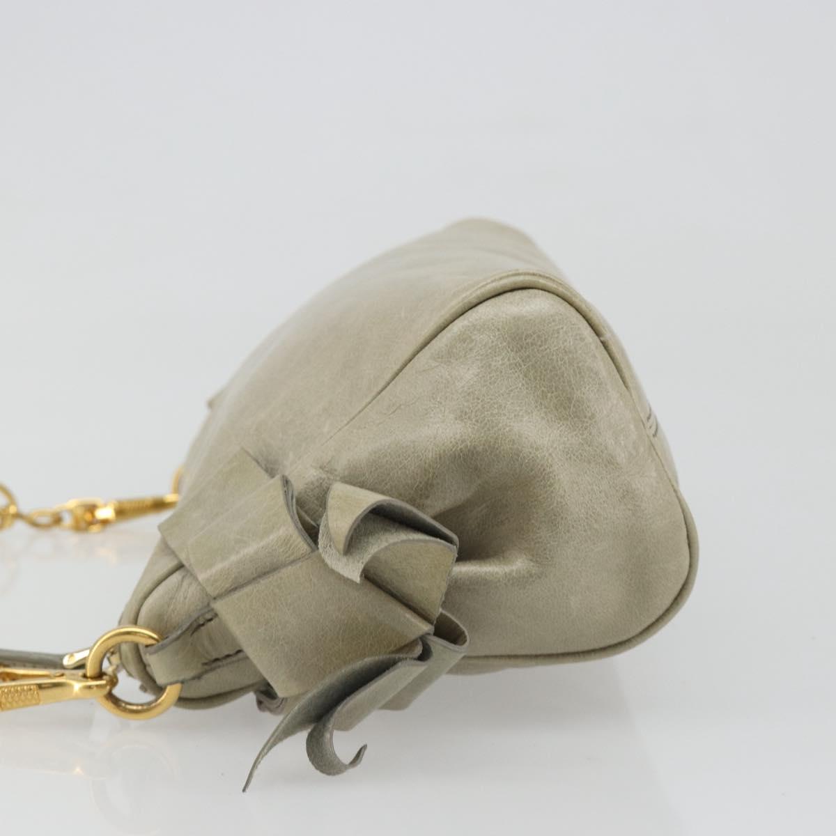 Miu Miu Hand Bag Leather Gray Gold Auth yk20498A