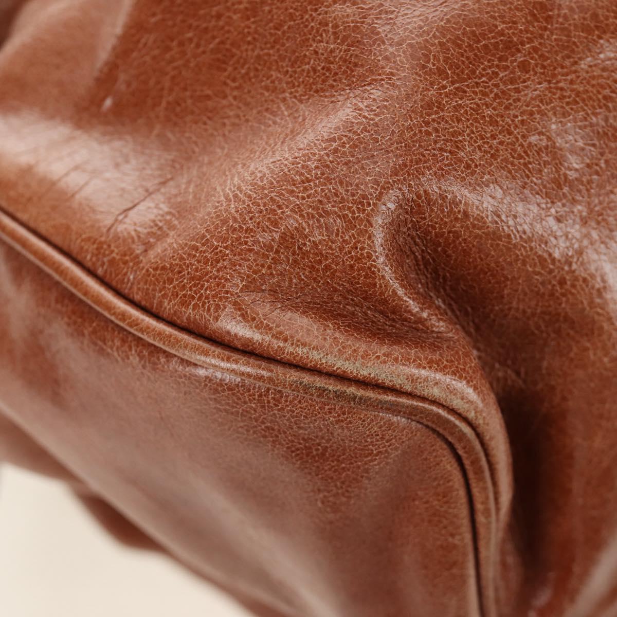 Miu Miu Hand Bag Leather 2way Brown Gold Auth yk20499SAM