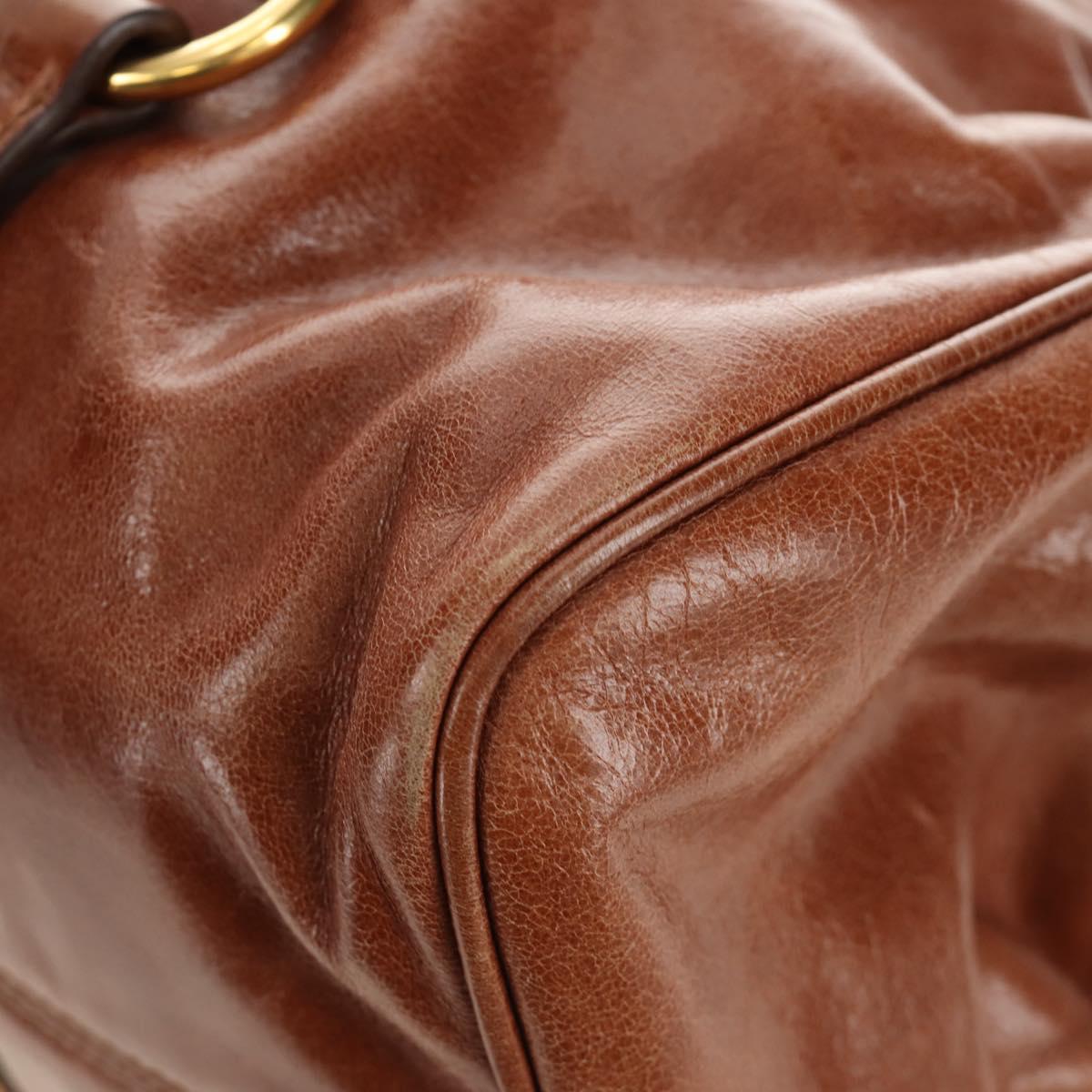 Miu Miu Hand Bag Leather 2way Brown Gold Auth yk20499SAM