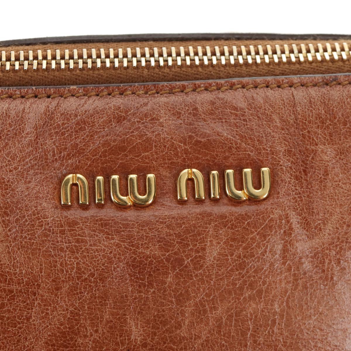Miu Miu Hand Bag Leather 2way Brown Gold Auth yk20499SAM