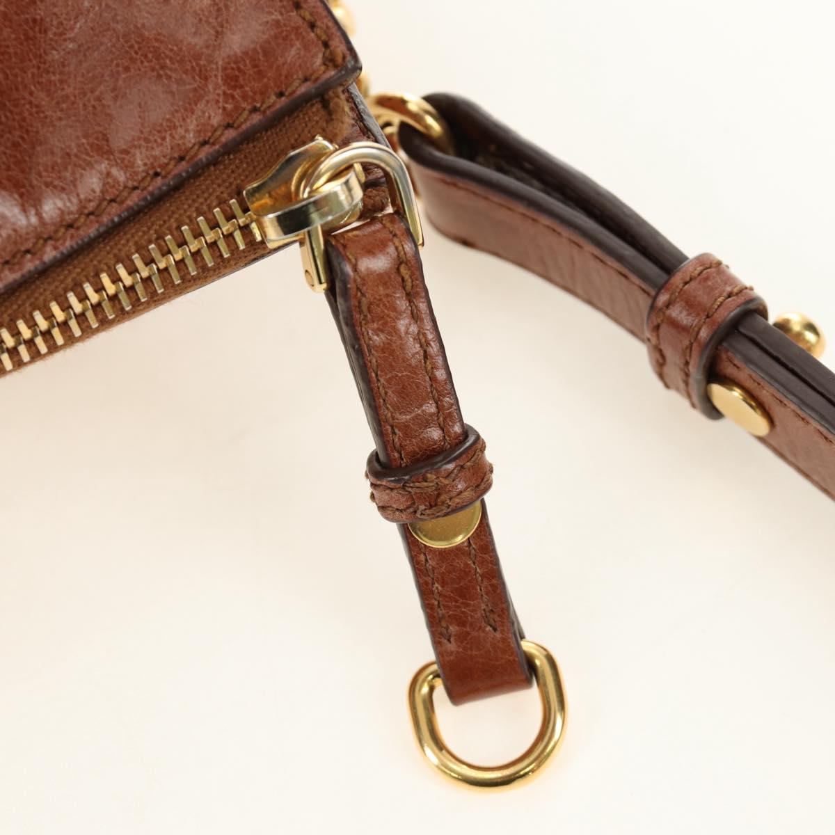 Miu Miu Hand Bag Leather 2way Brown Gold Auth yk20499SAM