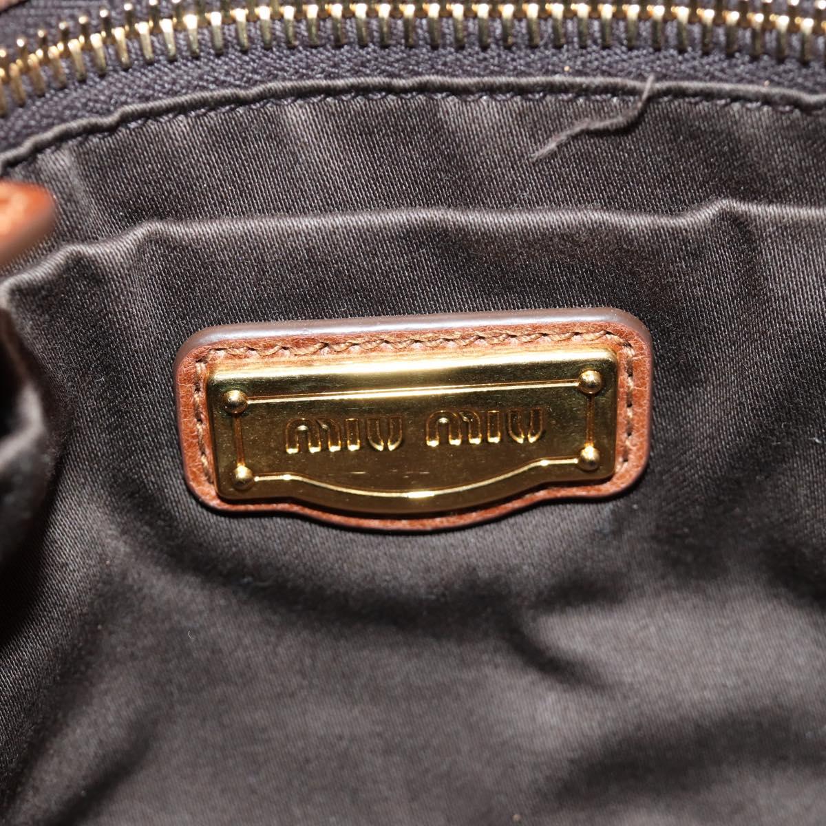 Miu Miu Hand Bag Leather 2way Brown Gold Auth yk20499SAM