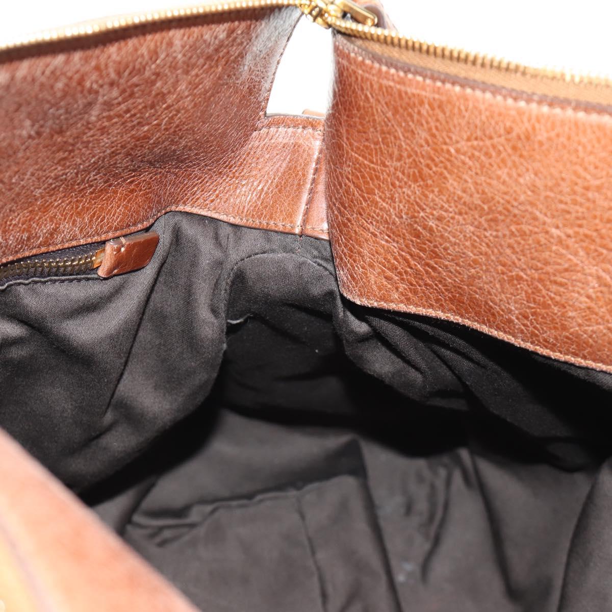 Miu Miu Hand Bag Leather 2way Brown Gold Auth yk20499SAM