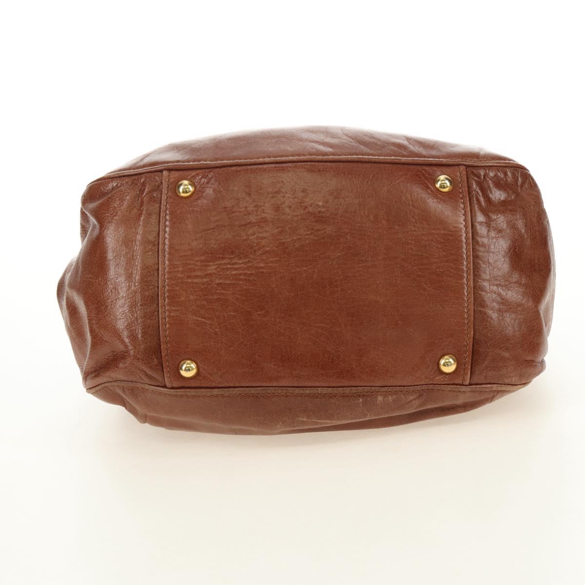 Miu Miu Hand Bag Leather 2way Brown Gold Auth yk20500SAM