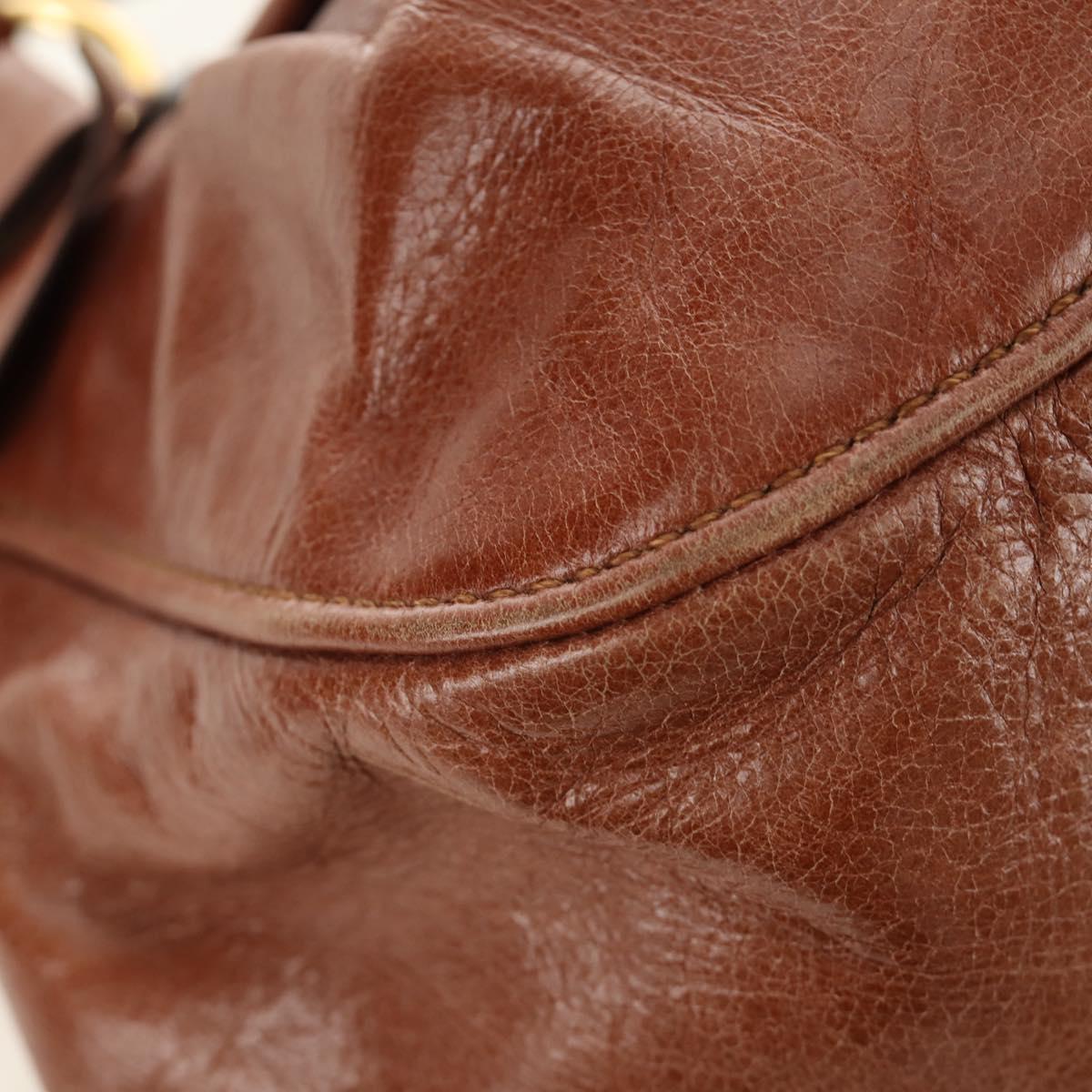 Miu Miu Hand Bag Leather 2way Brown Gold Auth yk20500SAM