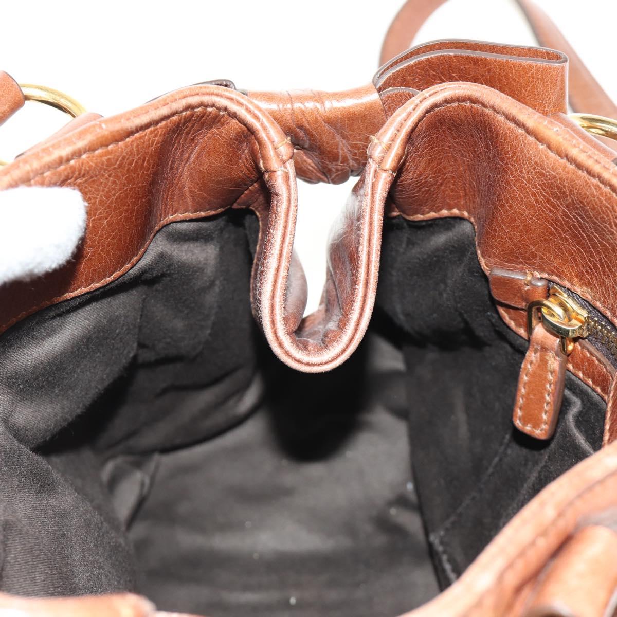 Miu Miu Hand Bag Leather 2way Brown Gold Auth yk20500SAM