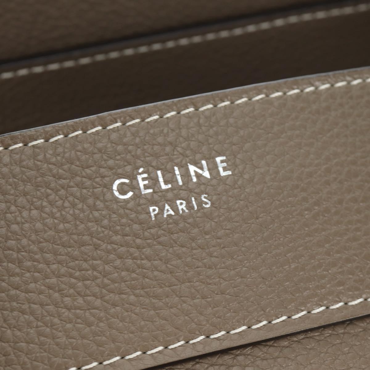 CELINE Luggage Mini Shopper Hand Bag Leather Gray Silver Auth yk20501SAM